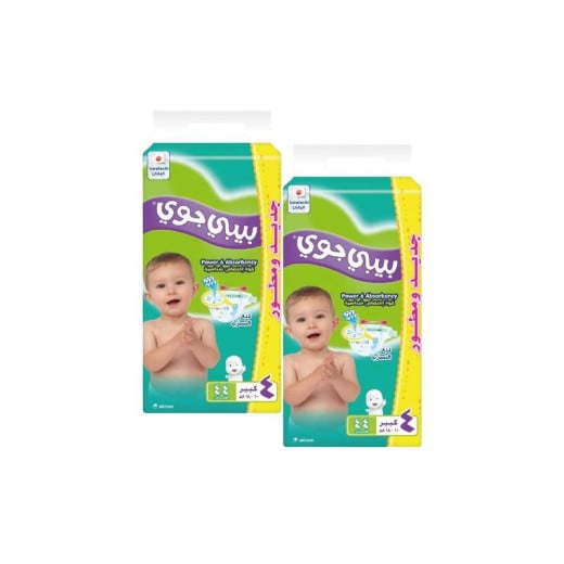 Baby Joy Diapers Large Size 4, 10-18 kg, 44 Piece, 2 Packs