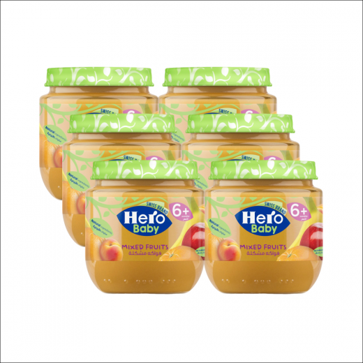 Hero Baby Fruit Puree Mixed Fruits, 125g, 6 Packs