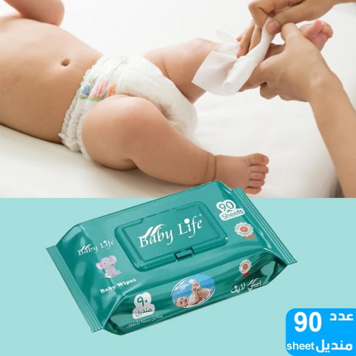 Baby Life Fresh and Sterile Wet Wipes, 90 Wipes, 4 Packs