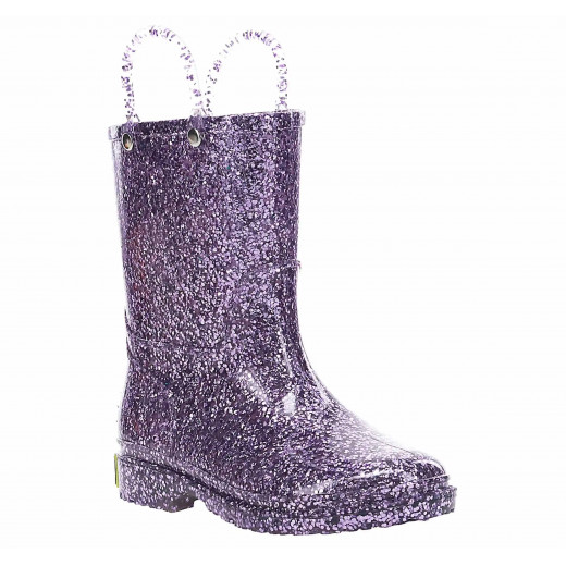 Western Chief Kids Glitter Rain Boots, Purple Color, Size 20