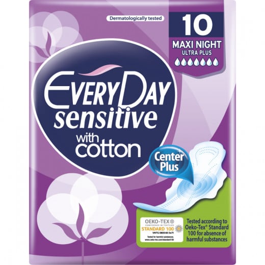 EveryDay Sensitive Maxi Night With Cotton Pads, 10 Pads , 4 Packs