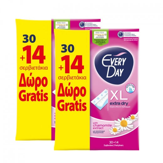 EveryDay Extra Dry Pads Extra Long, 44 Pads, 2 Packs
