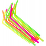 Flexible Plastic Drinking Disposables Multicolor Straws, 100 Pieces