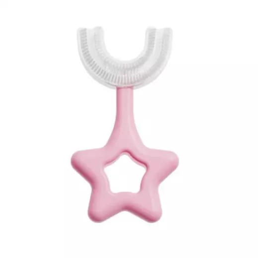Kids Soft Toothbrush, U shaped, Pink Color, Star Design