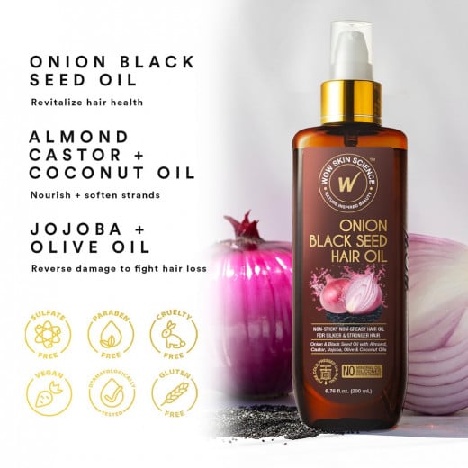 Wow Skin Science Onion Black Seed Hair Oil with Comb, 200ml, 2 Packs