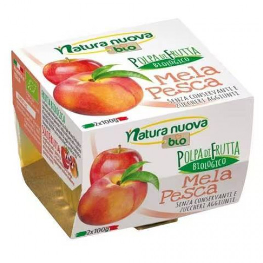 Natura Nuova Bio Fruit Pulp Apple and Peach, 2 X 100 G, 3 Packs