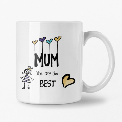 كوب قهوة للأم، بتصميم القلوب