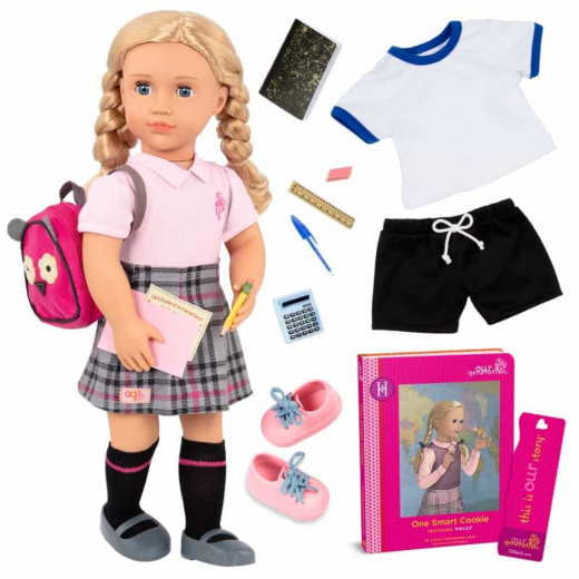 Our Generation  Poseable School Doll & Book - Hally 46 cm