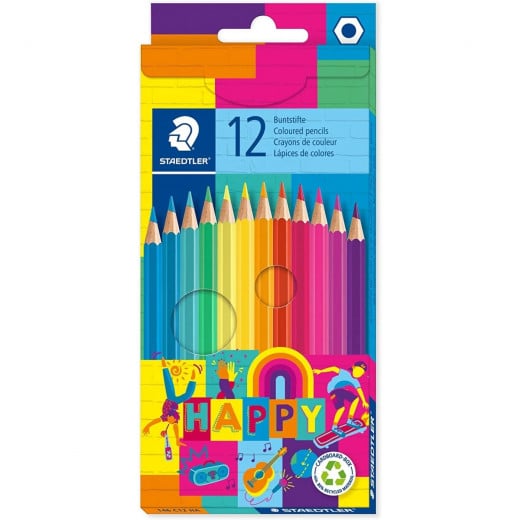 ستيدلر - أقلام رصاص ملونة نوريس هابي - 12 قلم ملون