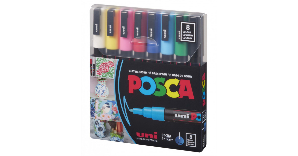 Uniball POSCA PC-1MR Soft Pastel Colours Kit of 8 Paint Marker