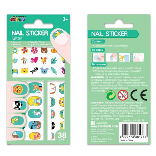 AVENIR - Nail Sticker Glitter - Animals