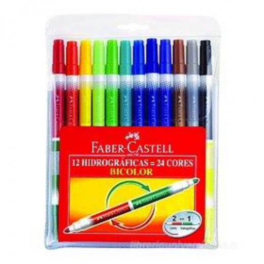 أقلام تلوين ثنائية الأطراف 12 أقلام, 24 لون من فابر كاستل