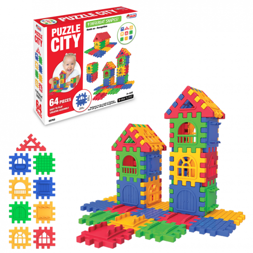 Dede | Puzzle City 3d Building And Design Blocks | 64 pcs