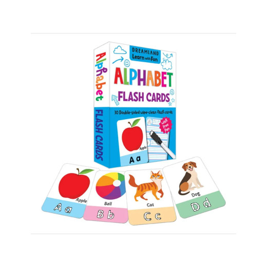 Dreamland | Flash Cards Alphabet | 30 Double Sided Wipe Clean Flash Cards for Kids
