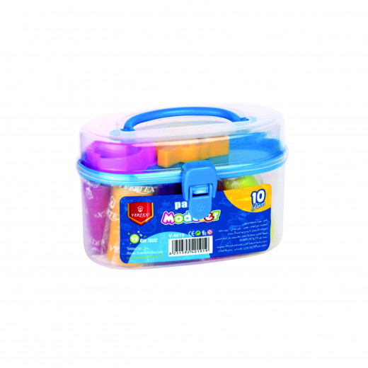 Vertex play dough container 10pcs + 2 molds (safe for children)  V-4019