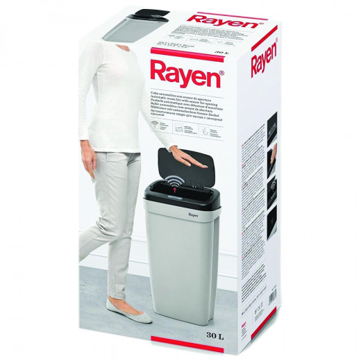 Rayen - Kitchen Rubbish Bin with Automatic Opening Sensor, Grey/Black