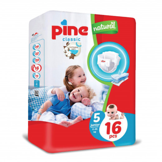 Pine Diapers, Classic Size 5, 16 Pads, from 11 to 25 kg