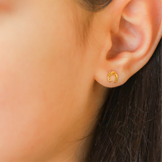 horseshoe gold stud earrings