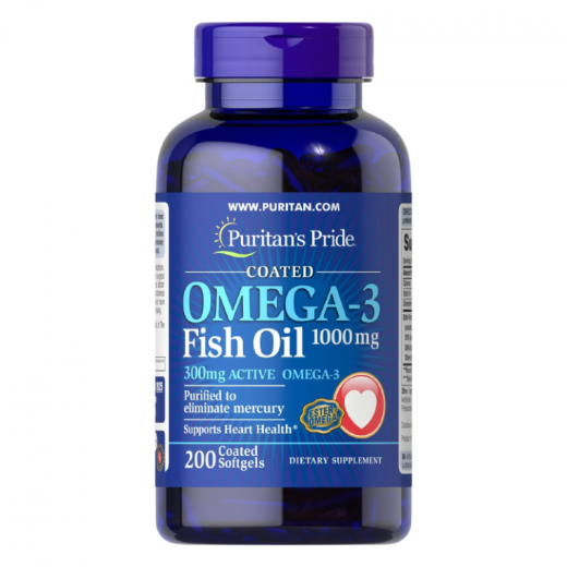 Puritan's Pride Omega - 3 Fish Oil, 1000 Mg, 200 Capsules
